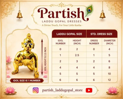 Image of Partish Laddu Gopal Heavy Janamashtmi Dress l Ladoo Gopal Dress l Kanha Ji Dress Size 1 2 4 5 6 (Size 1, M)