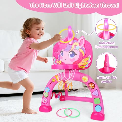 Toddler Basketball Hoop for Kids, Unicorn Basketball & Soccer Game Sports Toy with 30+ Sounds, Baby Basketball Hoop Toys for 1 2 3 Years Old Girls Boys Christmas Birthday Gifts Indoor Outdoor Play — view 6