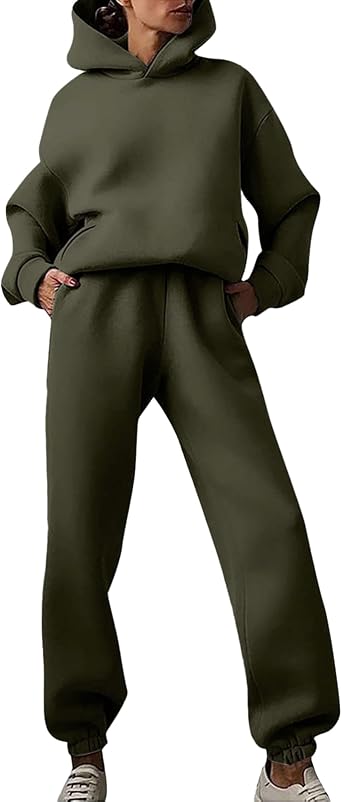 Womens 2 Piece Sets Casual Hoodie Sweatsuits Long Sleeve Pullover Hoodie Sweatshirt Wide Leg Sweatpants Tracksuits Set