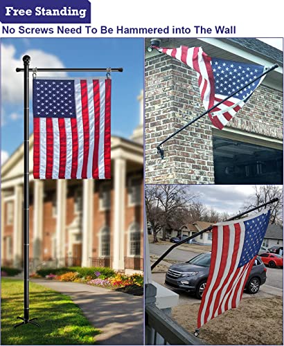 Balie Space 10Ft Tall Freestanding Flag Pole For 3X5 Feet American Flag, Adjustable Garden Flagpole Stand With 5 Spikes Base For Outdoor Yard, 10 Feet #TOP3