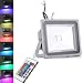 Produktbild * Super Qualität insgesamt 16 Farben *10W/20W/30W/50W/100W LED RGB Strahler Fluter Licht Flutlicht IP65/CE Spot Scheinwerfer mit Fernbedienung Farbwechsel Wandstrahler Außenstrahler(Lichtfarbe:Rot, Grün, Blau, Weiß, Orange und so weiter) (30W)