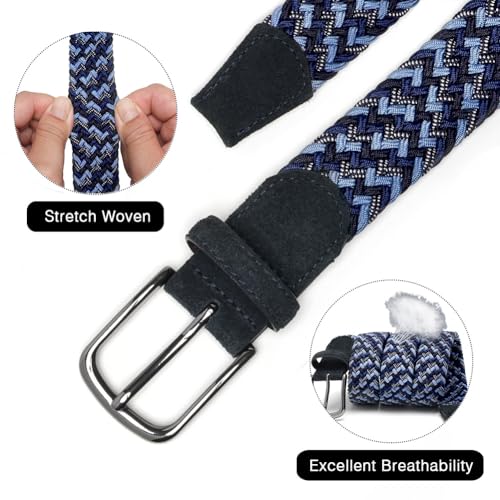 Image of Men's Stretch Braided Elastic Woven Canvas Golf Belt, multicolor,1 3 /8 inch