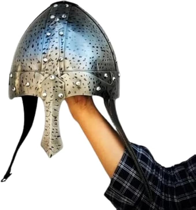 Medieval Crusader Nasal Helmet – Hand Forged 18GA Steel Knight Armor Helmet for Adult LARP, Cosplay, Theater