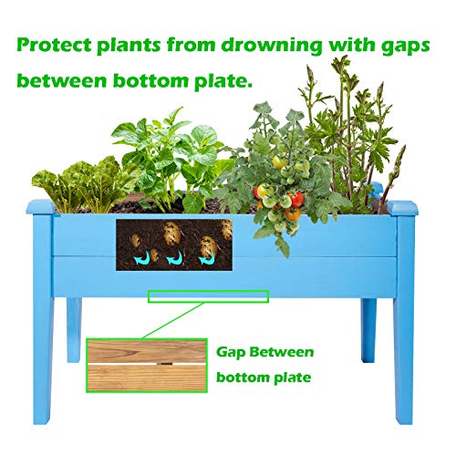 Gadi Wood Raised Garden Bed, 100% Rot-Resistant Elevated Wood Planter Box Kit For Backyard, Patio, Balcony, Natural (H- Amparo Blue) #TOP1