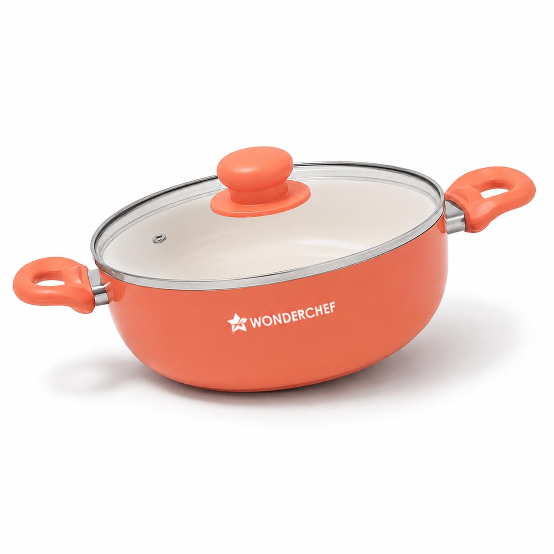 Wonderchef Natura Ceramic Casserole & Glass Lid for Cooking, 24cm, 4.5L, Non-Toxic Chemical-Free Coating, PFOA/PFAS-Free, Scratch-Resistant, Gas & Induction Compatible, 2-Yr Warranty, Peach-image-42