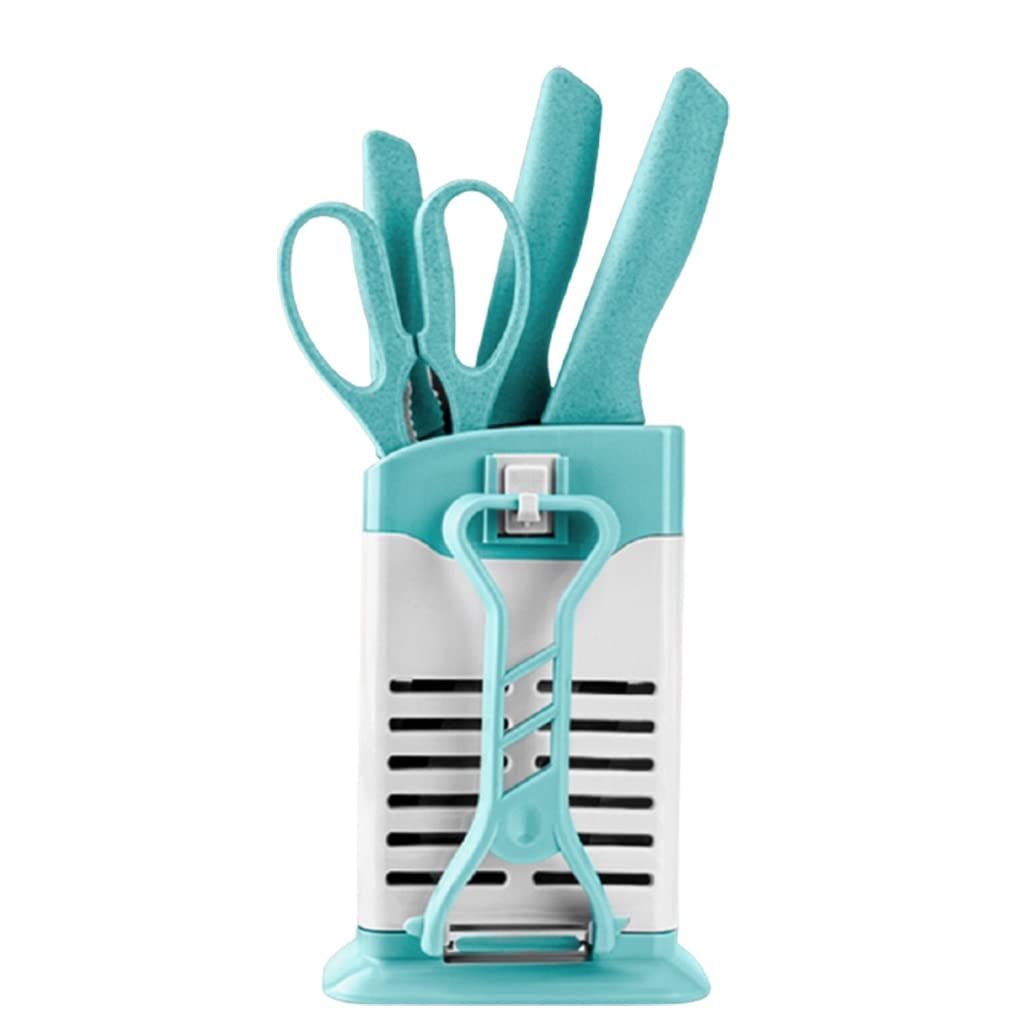 Accesorios de Cuchillo Bloque de cuchillas de seguridad, equipado con 5 herramientas de almacenamiento de utensilios de cocina con orificio de drenaje + Drenaje extraíble CUCHILLO DE CUCHILLO HOGAR A