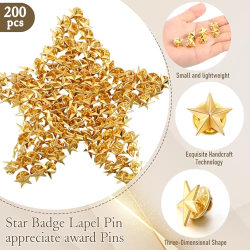 Image of Unittype 200 Pcs Star Badge Lapel Pin Veterans Day Star Pins Award Pins for Labor Day 4th of July Independence Day Celebration Memorial Day