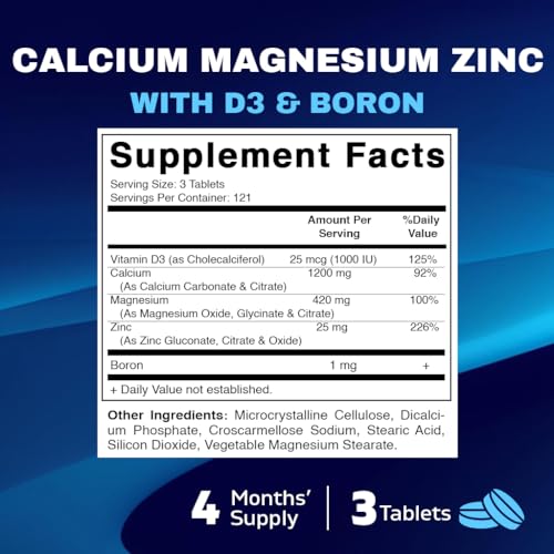 Vitamatic Calcium Magnesium Zinc D3 Boron | 365 Coated Tablets Supplement thumb #1