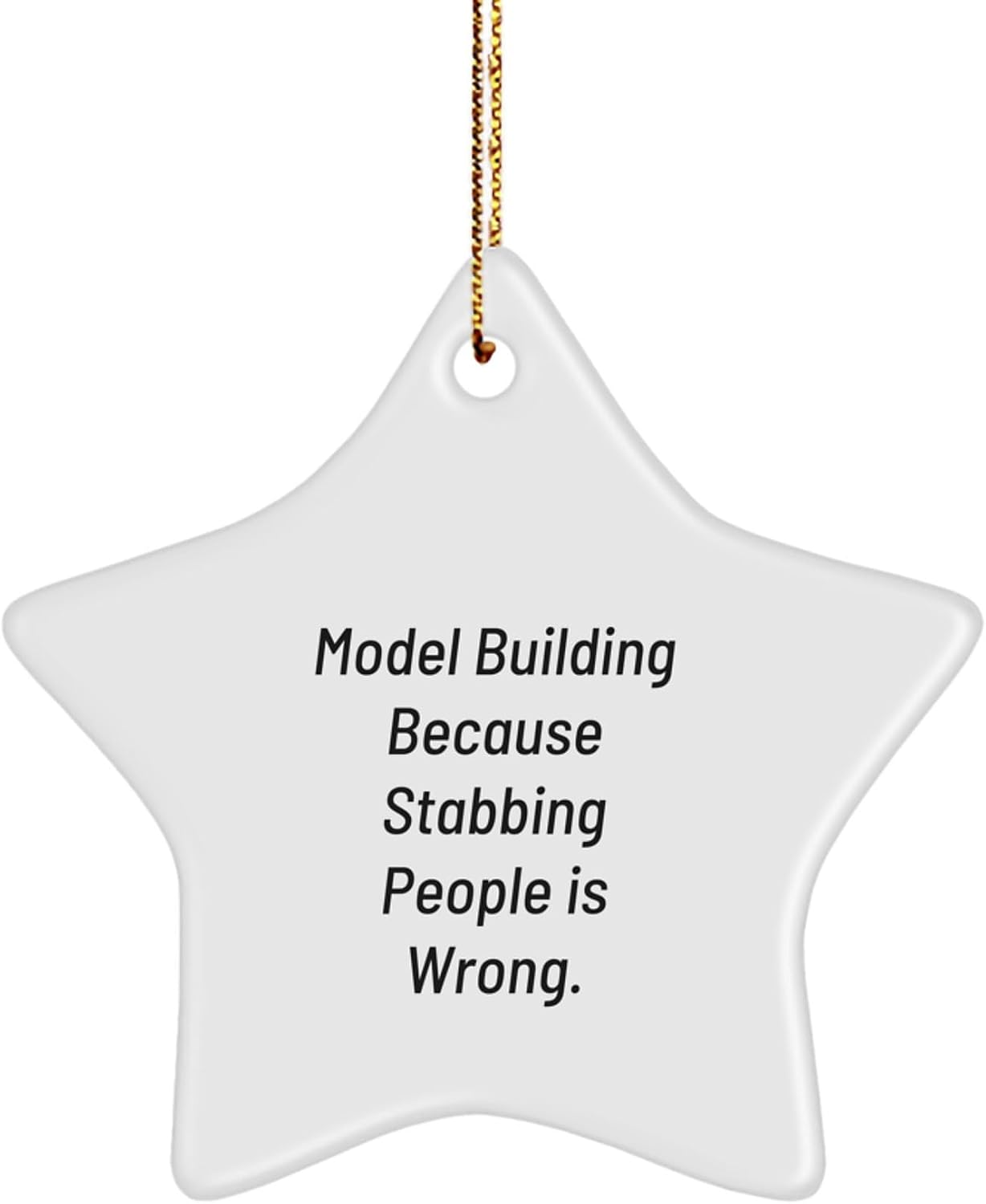 Funny Model Building Star Ornament Gifts from Men to Family for Christmas Unique Decorations, 'Model Building Because Stabbing People is Wrong.' Star Ornament