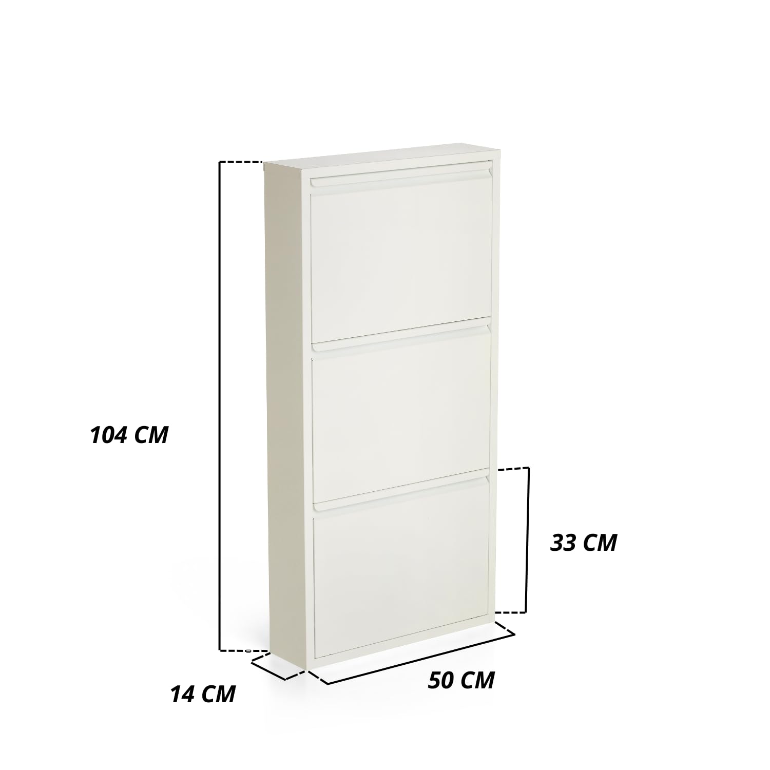 MOHOME Scarpiera Salvaspazio Slim Metallo Made in Italy 3 Ante Bianca Dimensioni 105 x 50 x 14 cm Ripiani a Ribalta Sincronizzati Porta Scarpe Assemblata Ingresso Camera
