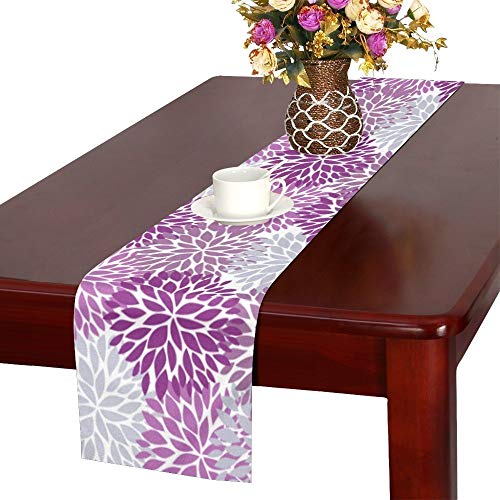 Interestprint Dahlia Pinnata Flower Purple And Gray Table Runner Cotton Linen Home Decor For Home Kitchen Wedding Party Banquet Decoration 16 X 72 Inches #TOP7