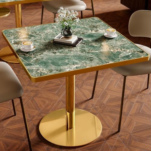 Image of AliSefaiy31.5''Square Dining Table,Square Pedestal Table,Marble BistroTable | 1.2 inch Marble Tabletop, Heat Resistant /Scratch Resistant /Easy Clean /Dining Room /Restaurants /Small Spaces /Verde Alpi