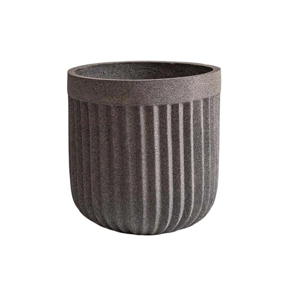 Kx9lb8d One Color Flower Planters Round Striped Grey Planter Magnesium Clay Flower Pot For Indoor Outdoor