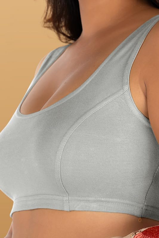 Image of Abhi Cotton Readymade Saree Blouse for Women- Sleeveless, U-Neck, Regular-fit, Stretchable, Pull-on Style