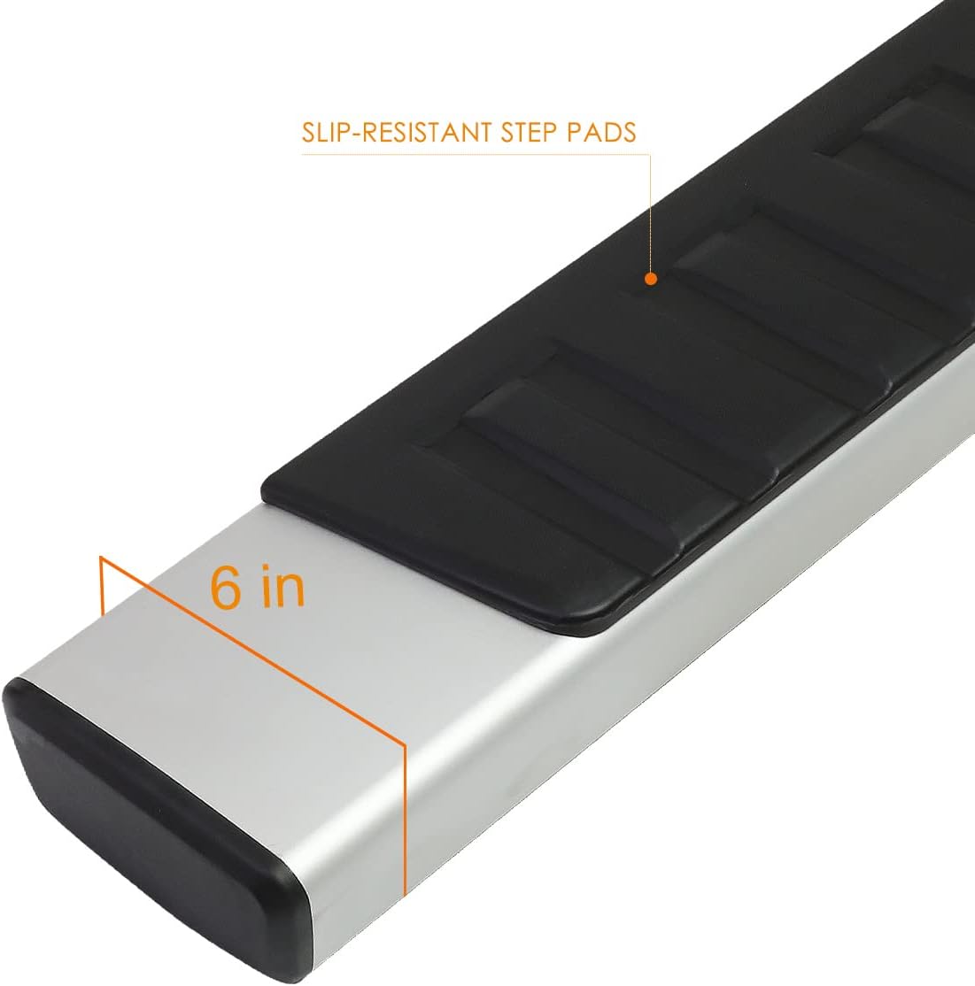 PM PERFORMOTOR 6 Inches Wide Stainless Steel Side Step Nerf Bar Running Boards Compatible with 07-19 Silverado 1500 2500HD 3500HD Crew Cab / 07-19 Sierra 1500 2500HD 3500HD, PM-RNB-8054