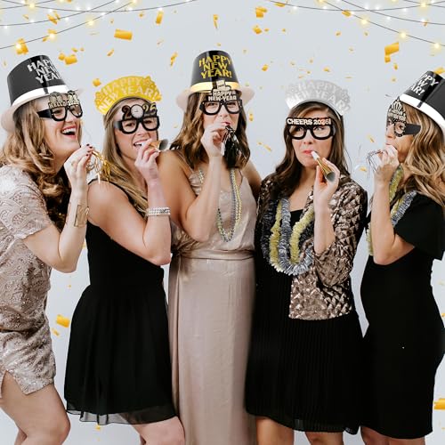 Fovths 264 Pieces 2026 New Years Eve Party Supplies Includes Glasses Top Hats Headband Noisemakers Horns Bead Necklaces Plastic Leis New Year Party Favors for Celebration Decoration Gift by Fovths - Image 6