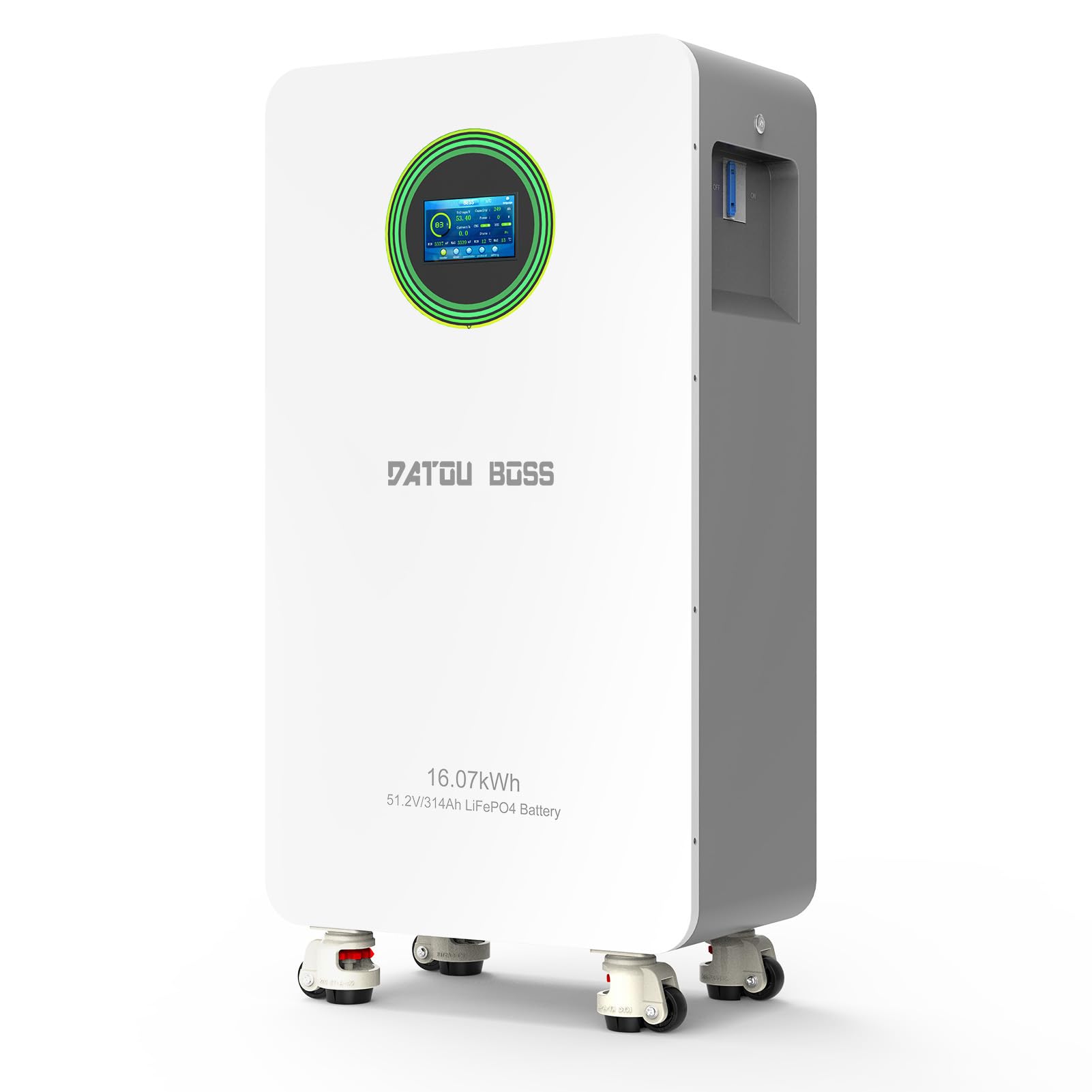 DATOUBOSS Batteria LiFePO4 48V 314Ah 16,07kWh Ciclo Profondo, BMS 200A Integrato Schermo LCD, RS485/CAN, Accumulo Solare per Casa, Impianti Solari, Camper Off-Grid