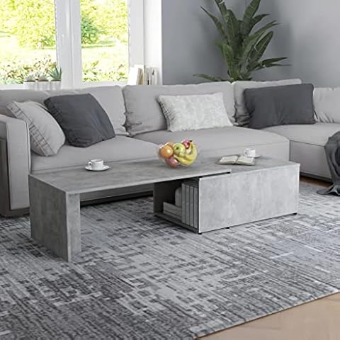 Canditree Modern Rectangular Coffee Table with Storage, Nesting Coffee Table Center Table for Living Room (Concrete gray) Cover