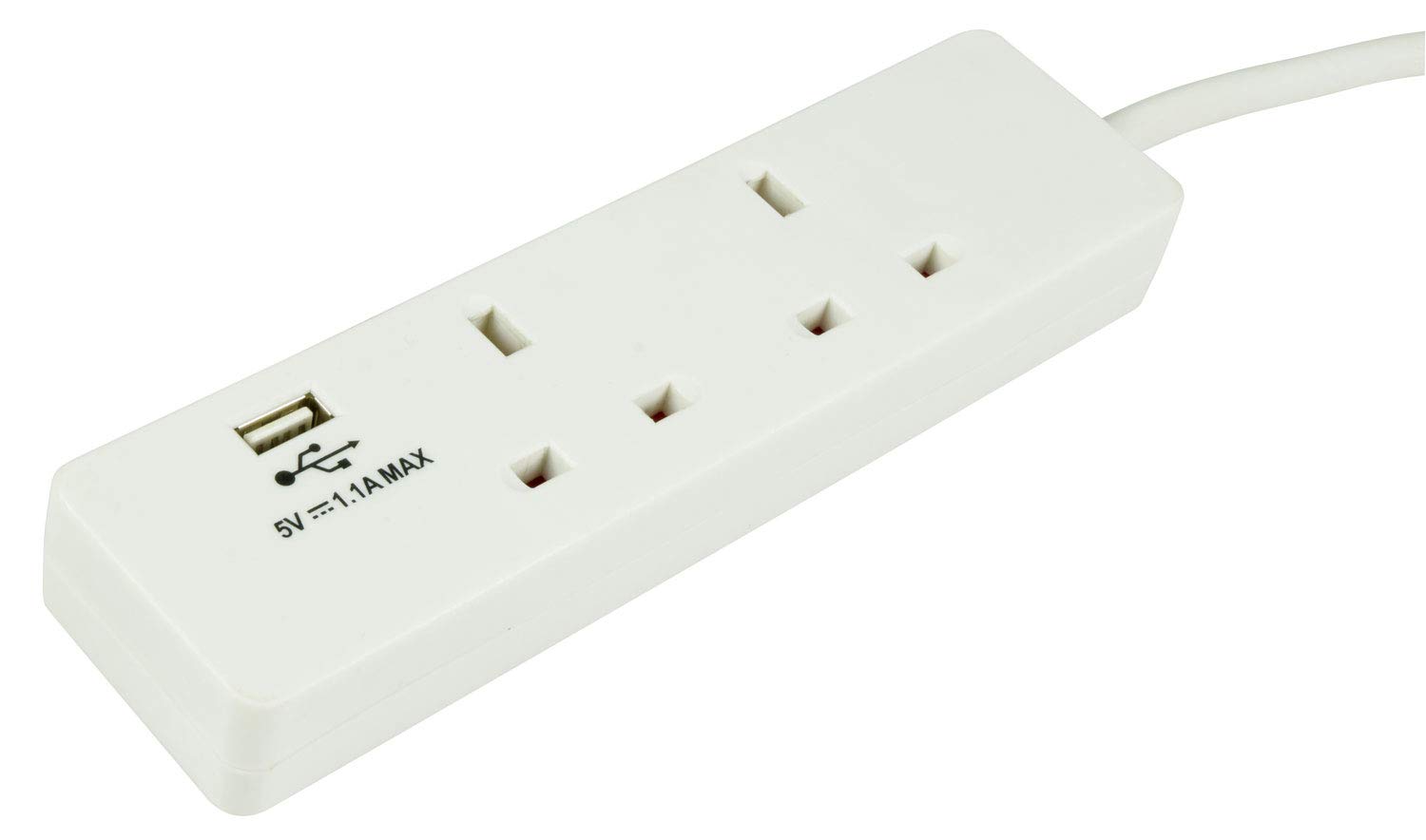 Mercury | 2 Gang Extension Lead USB Charging | 2 Metre