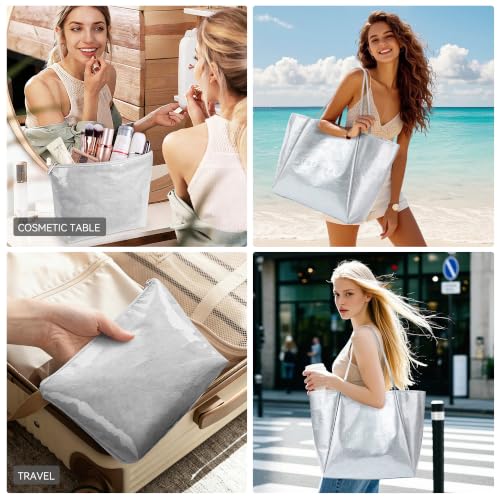 Image of KALIDI PVC Tote Bag Women Large Kraft Paper Travel Beach Bag Jelly Purses