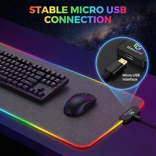 Gimars Gaming Mauspad, 12 LED Beleuchtungsmodi RGB Mousepad XXL, 800x300x5mm, Groß Desk Mat Gaming Zubehör mit wasserdichte Oberfläche, 5mm Rutschfester Gummifuß für PC Tastatur
