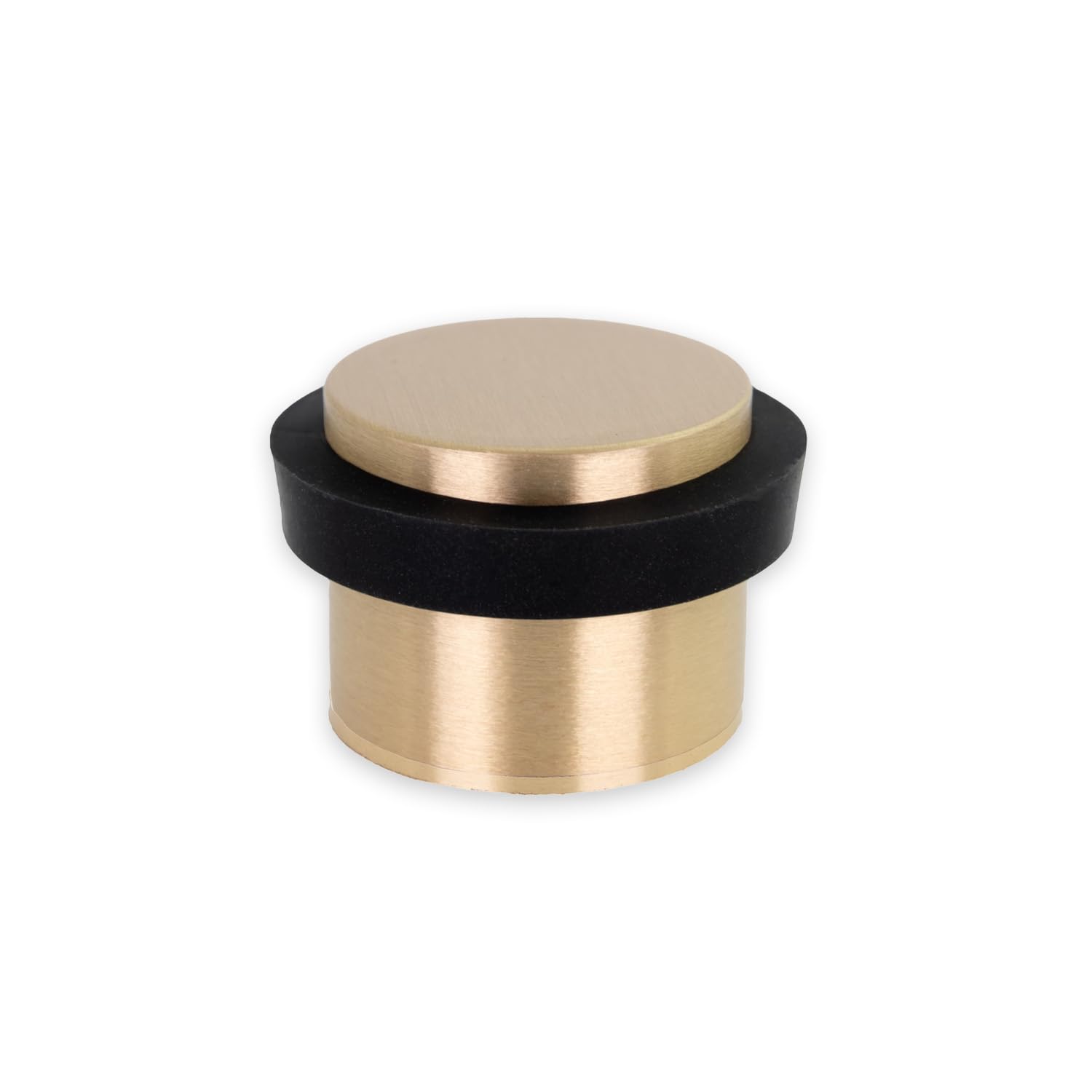 EVI Herrajes | Floor Mounting Door Stop | Ø24 x 22mm | Adhesive and Screw Fastening | Made of Brass | Silicone Protection Rubber | I-911-DUAL-LMT