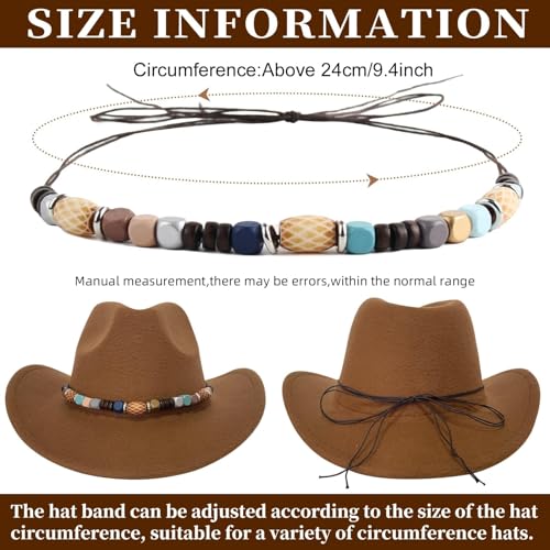 Image of Cowboy Hat Bands for Men Women, Leather Hatbands Belt for Cowboy /Western /Fedora /Cowgirl Hats