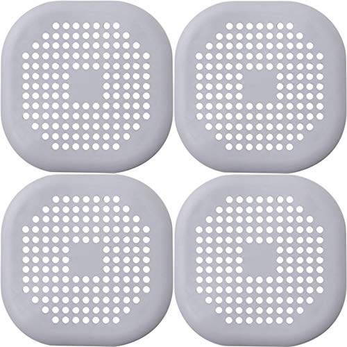 Qiwenr 4Pcs Filtro de Silicona para Lavabo，Tapón de Drenaje de Silicona Ducha Desagüe Pelo Cather Tapón de Goma Universal Filtro de Alcantarillado，para el Hogar la Cocina el Baño（Gris
