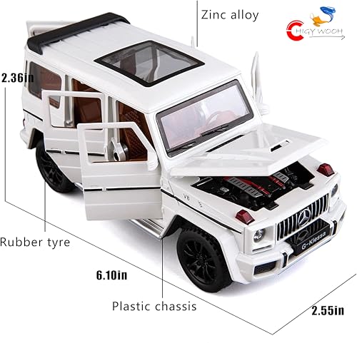 Image of G Wagon 1:32 Scale Toy Car | Exclusive Alloy Metal Pull Back Die cast Car Toy | Openable Doors Light & Sound Car for Kids | Best Birthday Gift, Collectors for Boys & Girls
