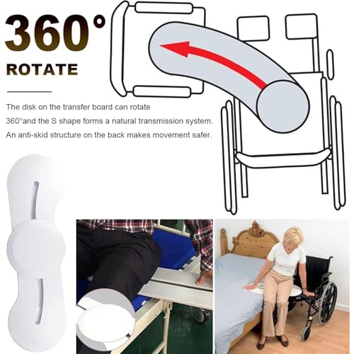 Tabla de transferencia de cama con asiento giratorio 360 grados y base rígida 4