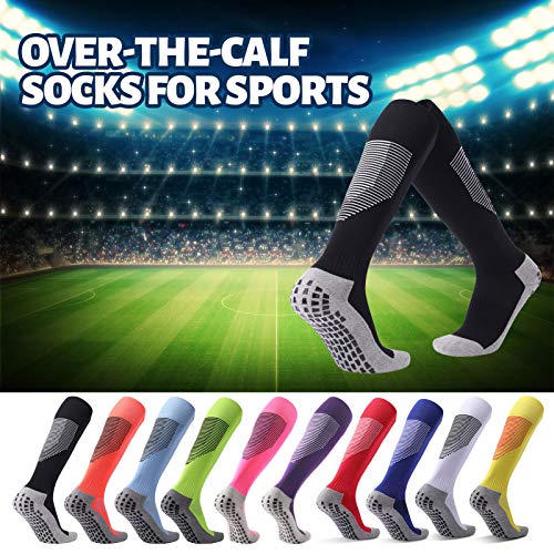 Meias Esportivas, Andoer Almofada de futebol meias sobre a panturrilha aderência antiderrapante para