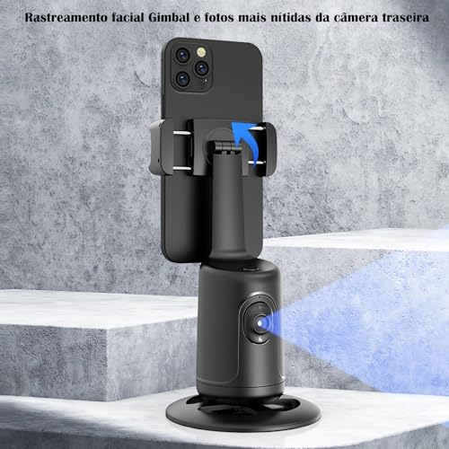 Suporte Telefone com Rastreamento Automático Rosto，Estabilizador de Vídeo Automático, Sem Aplicativo