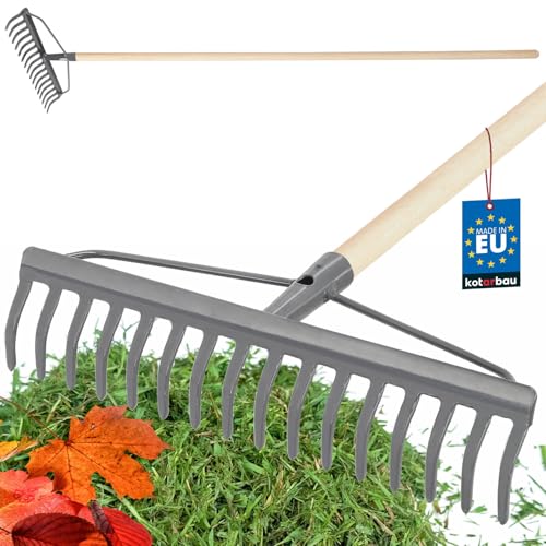 KOTARBAU® Rechen aus Metall mit 16 Zinken mit Holzstiel Gartenrechen mit verstärktem Kopf Gartenharke Stahlrechen Rechen für Laub und Gras Steinrechen Laubrechen Rasenrechen Gartenwerkzeug Gartenharke KOTARBAU® Rechen aus Metall mit 16 Zinken mit Holzstiel Gartenrechen mit verstärktem Kopf Gartenharke Stahlrechen Rechen für Laub und Gras Steinrechen Laubrechen Rasenrechen Gartenwerkzeug Gartenharke