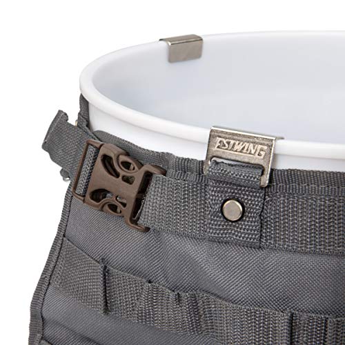Estwing 28-Compartment 5-gallon Bucket Tool Organizer/Tool Bag, Durable Polyester, Heavy-Duty Steel Hangers, Zippered Pocket, 16 Open-top Pockets, 11 Tool Loops, Buckle Security Strap