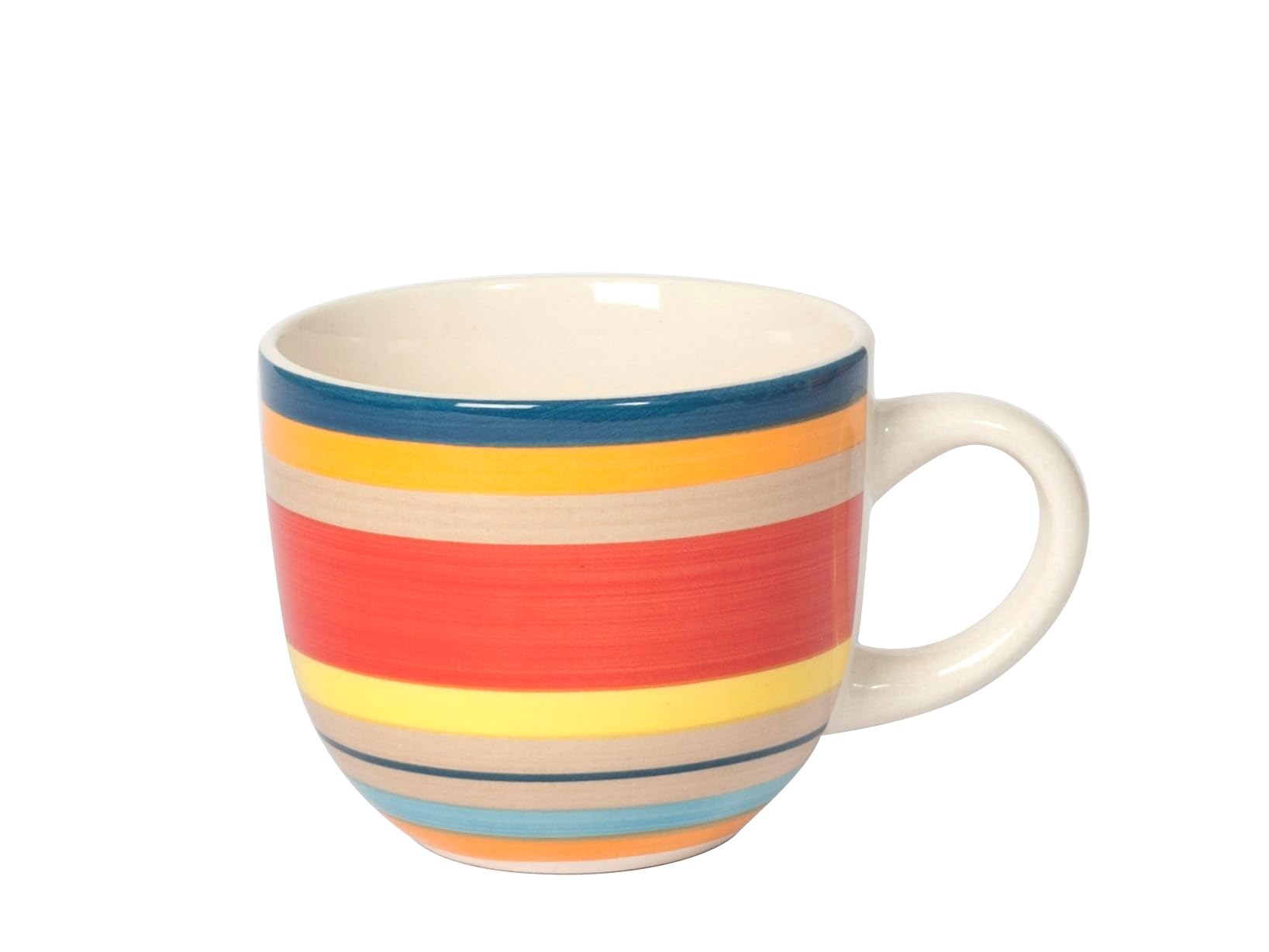 H&H Home, Set 8 Tazze da Thè in Stoneware 100 Righe, Senza Piatto, Colori Assortiti, 250 cc - Lavabili in Lavastoviglie e Idonee per Microonde