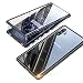 Produktbild Jonwelsy Hülle für Samsung Galaxy Note 10 Plus 5G (6,8 Zoll), Magnetische Adsorption Metall Stoßstange Flip Cover mit 360 Grad Schutz Doppelte Seiten Transparent Gehärtetes Glas Handyhülle (Schwarz)