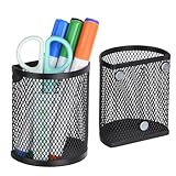 LUCYCAZ Magnetic Pencil Holder - Locker Accessories, 2 Pack Magnetic Pen Holder for Refrigerator for Home School and Office, Black
