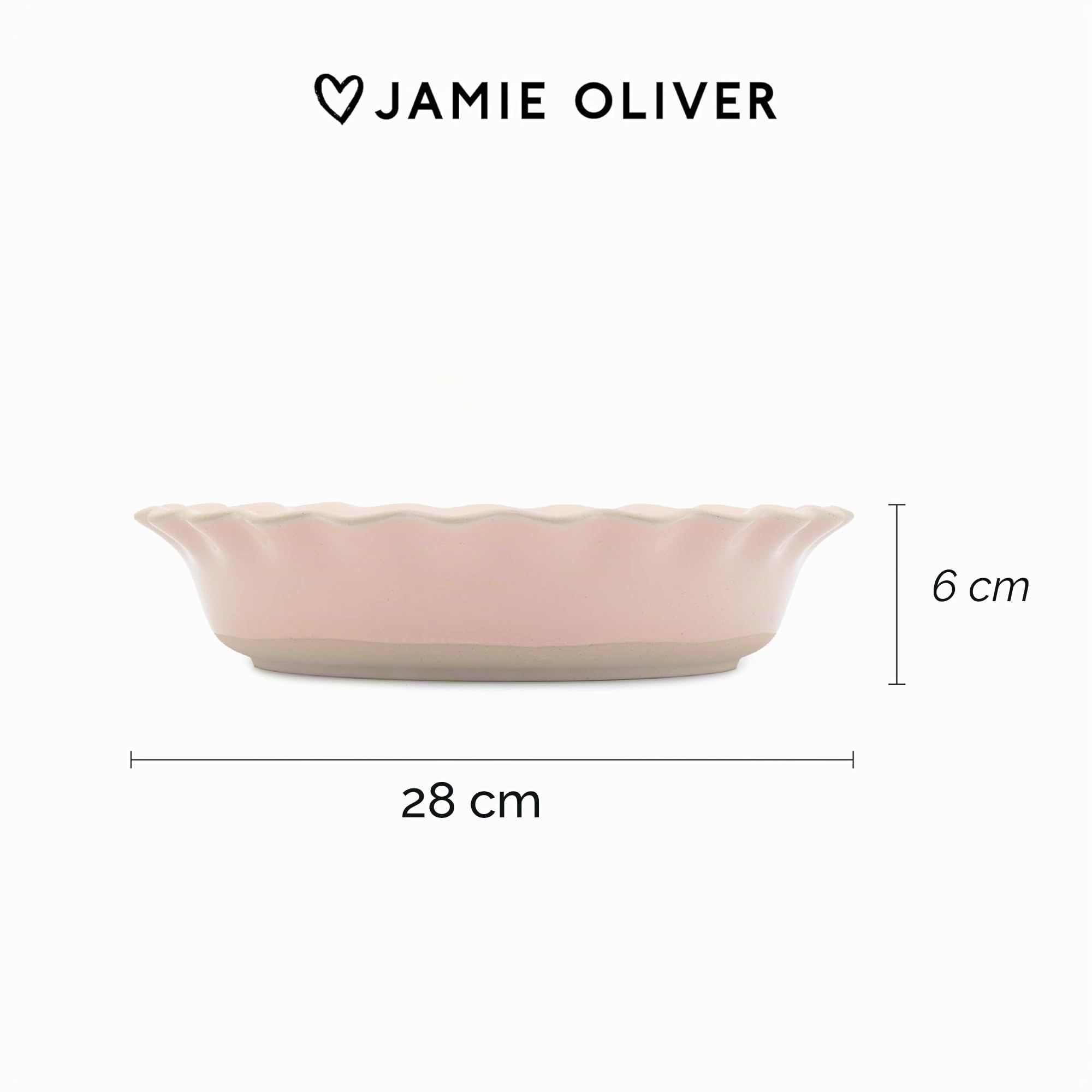 Jamie Oliver Big Love Richtige Kuchenform, Runde Steingut-Backform mit Wellenkanten, spülmaschinen- und mikrowellengeeignet, Rosa, 28x6cm