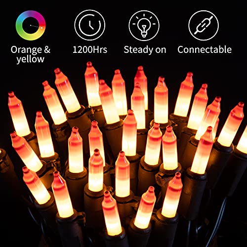 Image of Minetom 100-count 25Ft.Yellow & Orange Candy Corn Incandescent Mini Halloween String Lights for Outdoor & Indoor Halloween Decoration, Waterproof & Connectable, 2 Pack