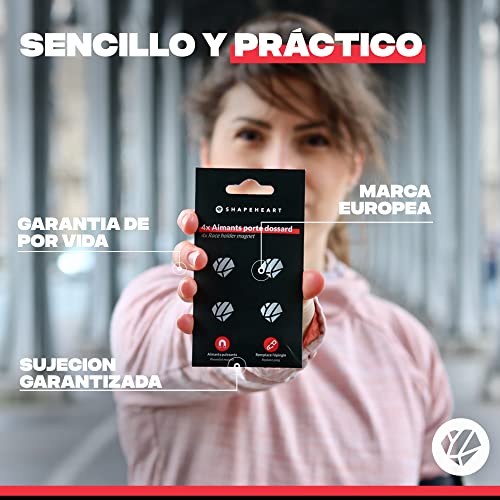 SHAPEHEART, Porta Dorsal Running magnético, Portadorsal Carrera, Imanes para Dorsales de Running, Trail, Bici, 4 Parejas, Universal - imagen 5