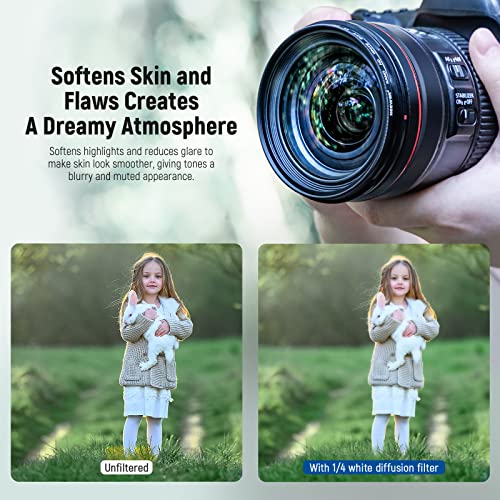 NEEWER 52mm Soft White Diffusion 1/4 Filter Mist Dreamy Cinematic Effect Filter - Image 3