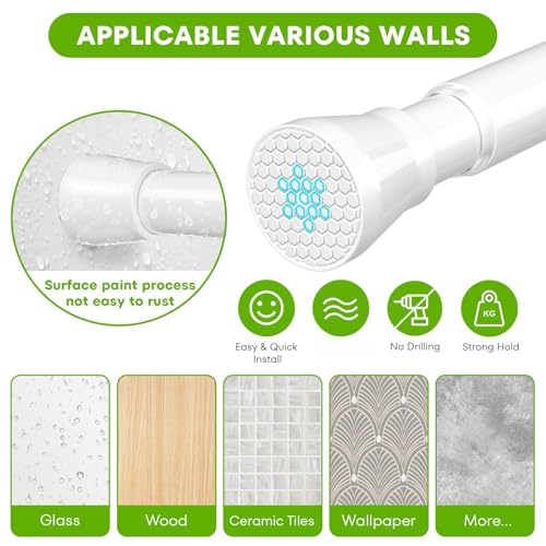 Image of 4Pack Tension Rods for Windows 28 to 48 Inch White Curtain Rods no Drilling Tension Rod Curtain Rod Adjustable Tension Curtain Rods Expandable Pressure Spring Tension rods for Closet