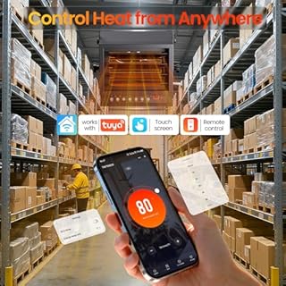 7500W Electric Garage Heater with WIFI & Remote, 240V Hardwired Ceiling Mount Shop Heater, Garage Space Heaters with ECO Mode, 12H Timer, Thermostat, Overheat Protection, for Garage Workshop Warehouse