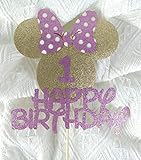 Happy 1st Birthday Minnie Cake Topper Mouse Baby First Birthday Party Supplies Girl One Year Old Bir