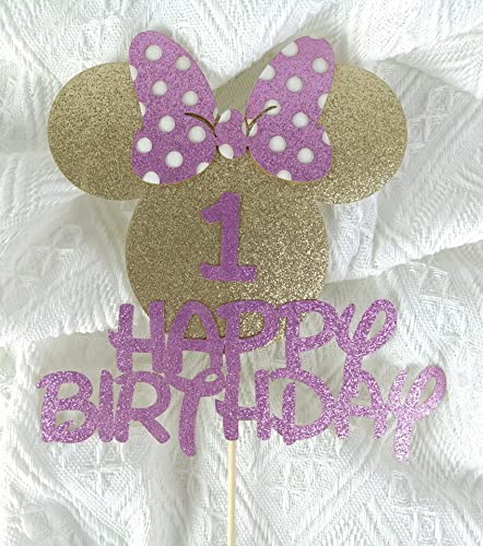 Happy 1St Birthday Minnie Cake Topper Mouse Baby First Birthday Party Supplies Girl One Year Old Birthday Party Decorations #TOP7