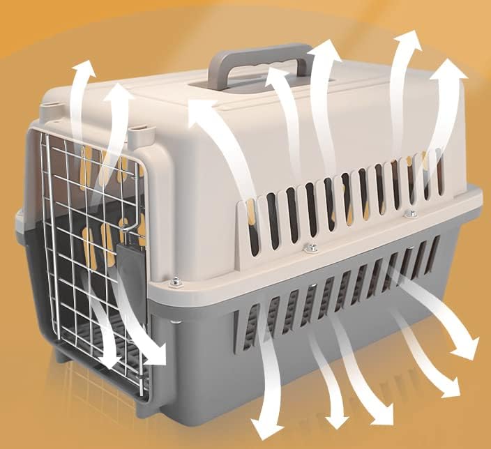 Image of Petarchi 19 Inch Pet Travel Carrier for Dogs, Cats, Kittens, Puppies & Rabbits | Dog Crate | Metal Door Spring Lock Ventilated Transport Box, Portable Kennel Cage for Shih Tzu, Pug (White & Grey)