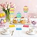 3 Pcs Easter Table Decorations, Easter Tiered Tray Decor, Colorful Wooden Easter Egg Signs with Ribbon, Glitter Easter Decoration Farmhouse Tabletop Centerpiece for Home Kitchen Spring Party