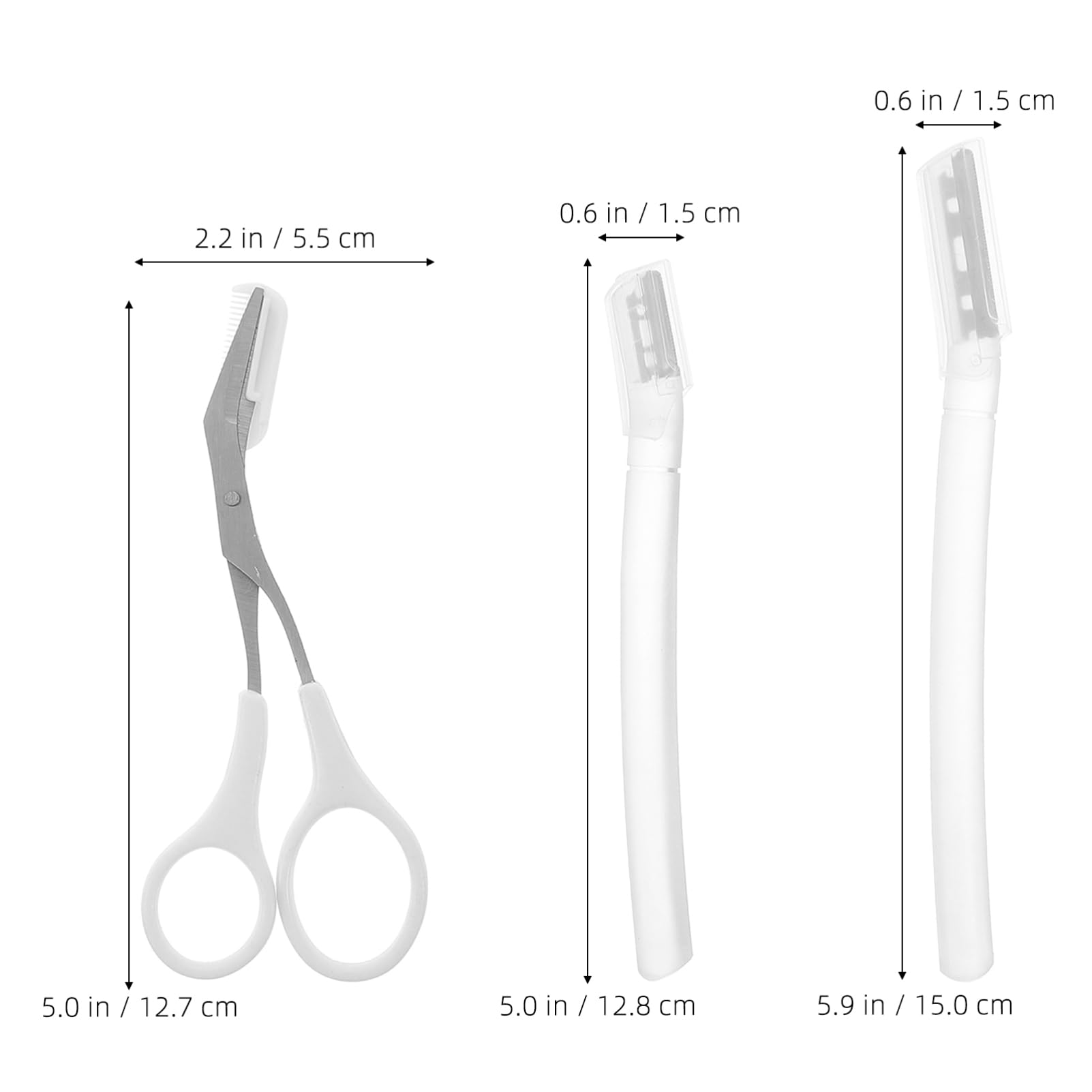 Ipetboom 1Set Eyebrow Scissors and Razor Kit with Comfortable Grip Transparent Blades for Precise Grooming Multipurpose Facial Hair Removal Tools for Women and Men for Home Travel