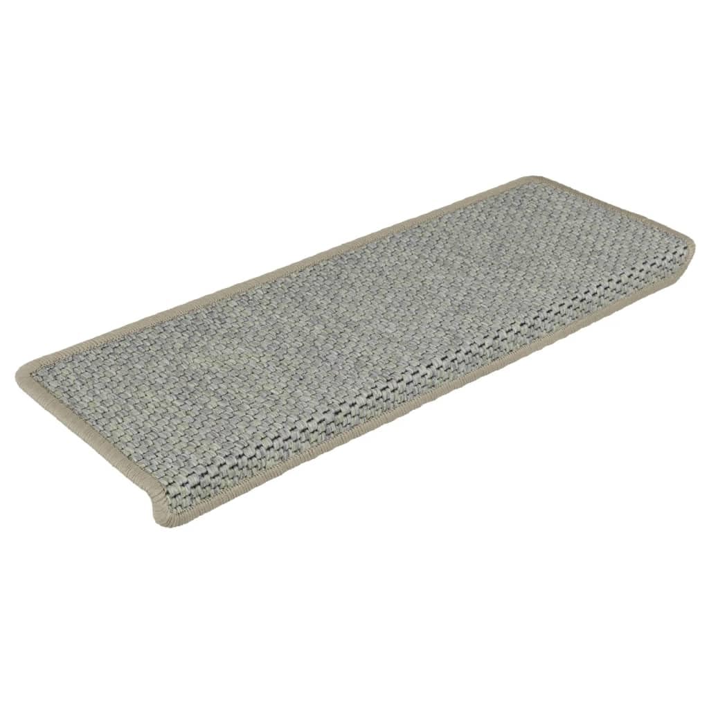 vidaXL Stair Mats Self-adhesive Sisal-Look 15 pcs 65x21x4 cm Light Green — image 1