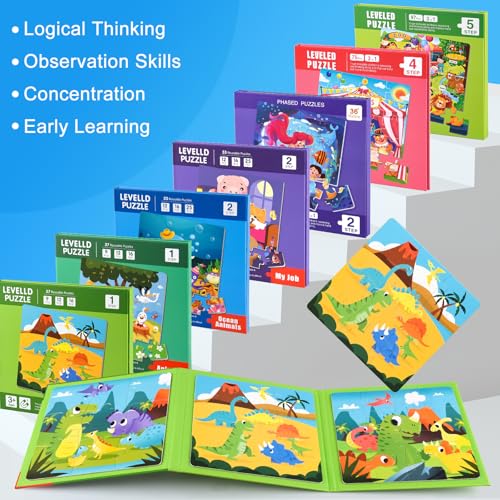 Image of ASTARON Magnetic Puzzles 53 Pieces Ocean Kids Educational Travel Toys | Folding puzzle book, each book contains 3 scenes, 3 difficulty levels, advanced puzzle book, easy to store, educational toy